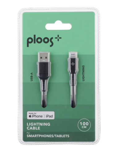 PLOOS - CABLE 100cm - Lightning Cavo Lightning da 1 metro certificato Apple per ricarica veloce e sincronizzazione dati
