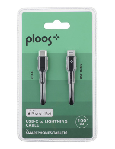 PLOOS - CABLE 100cm - USB-C to Lightning Cavo USB-C a Lightning da 1 metro, certificato Apple, per ricarica rapida e sincronizza