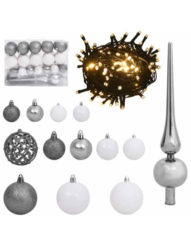 Albero di Natale con luci a strisce a LED Bianco 120 cm PE