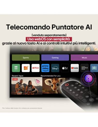 LG UHD AI 50UA75006LA TV Serie UA75 50'' 4K, α7 Gen8, HDR10, 20W, 3 HDMI con Game Optimizer, Smart TV WebOS 25
