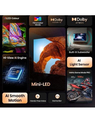 Hisense 85U7Q 2,16 m (85") 4K Ultra HD Smart TV Wi-Fi Nero 450 cd/m²