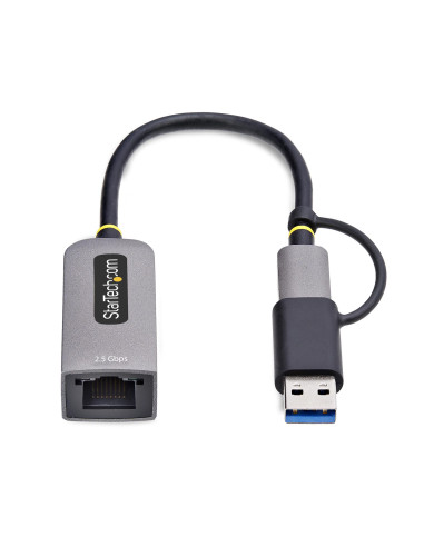 StarTech.com Adattatore Ethernet USB C, Convertitore di Rete/NIC NBASE-T 2.5/1GbE da USB Type-C 3.0 a RJ45 con Adattatore USB-A