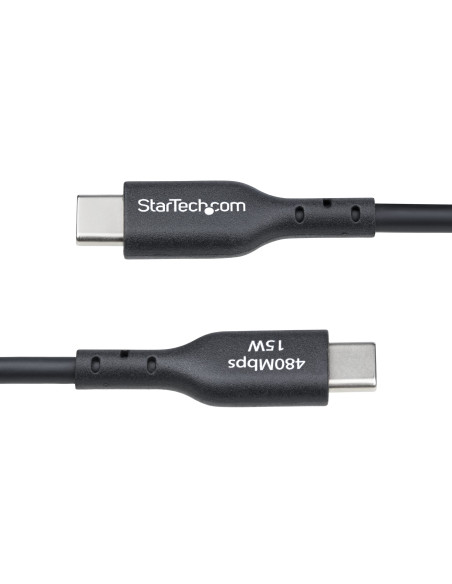 StarTech.com Cavo di ricarica USB-A a USB-C da 15cm, Cavetto di ricarica e sincronizzazione USB 2.0 3A, rivestimento in TPE - Ne