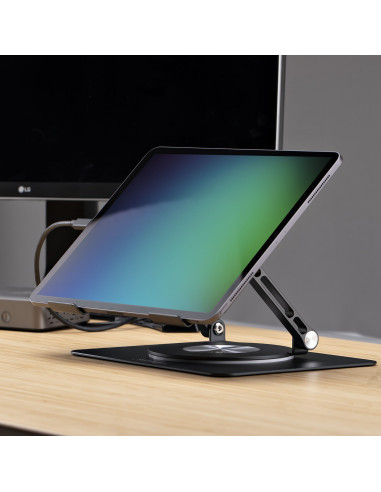 StarTech.com Supporto per PC portatile con rotazione a 360°, rialzo ergonomico da scrivania per laptop, rialzo con inclinazione