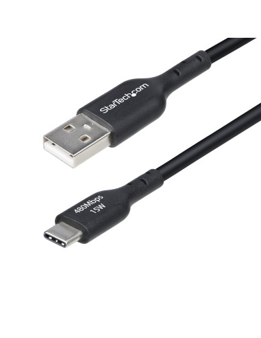 StarTech.com Cavo di ricarica USB-A a USB-C da 30cm, Cavetto di ricarica e sincronizzazione USB 2.0 3A, rivestimento in TPE - Ne