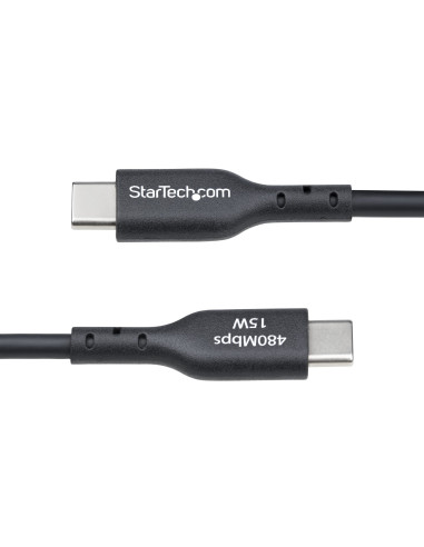 StarTech.com Cavo di ricarica USB-A a USB-C da 30cm, Cavetto di ricarica e sincronizzazione USB 2.0 3A, rivestimento in TPE - Ne