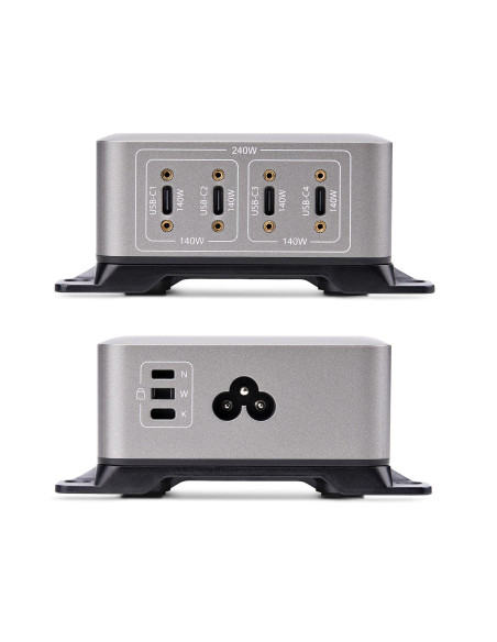 StarTech.com Caricatore USB-C a 4 porte multidispositivo, 240 W totali, porta singola 140 W EPR, PD 3.1, porte con blocco a vite StarTech.com Caricatore USB-C a 4 porte multidispositivo, 240 W totali, porta singola 140 W EPR, PD 3.1, porte con blocco a vite