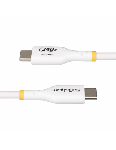 StarTech.com Cavo di ricarica USB-C Bianco da 2m, cavo USB C certificato USB-IF, 240W PD EPR, cavo di ricarica USB 2.0 Tipo-C pe
