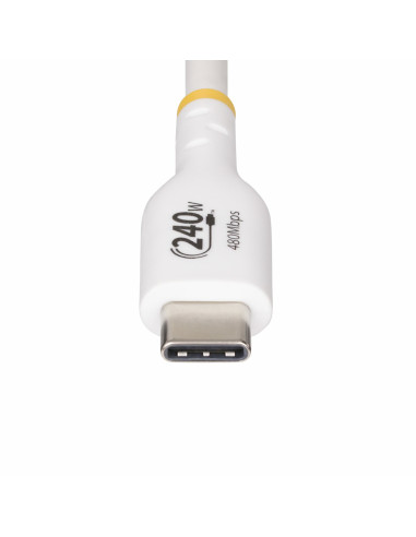 StarTech.com Cavo di ricarica USB-C Bianco da 2m, cavo USB C certificato USB-IF, 240W PD EPR, cavo di ricarica USB 2.0 Tipo-C pe
