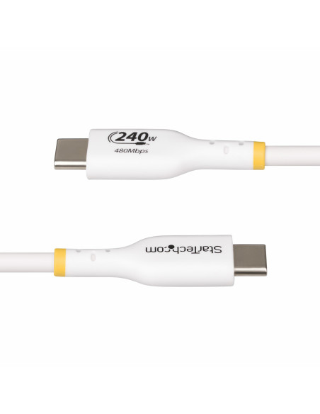 StarTech.com Cavo di ricarica USB-C Bianco da 1m, cavo USB C certificato USB-IF, 240W PD EPR, cavo di ricarica USB 2.0 Tipo-C pe