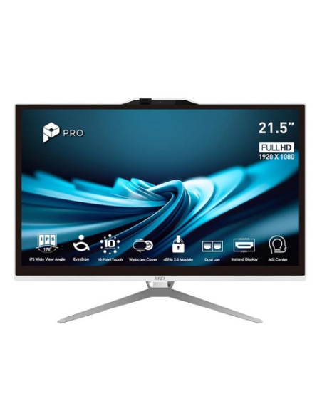 ALL IN ONE MSI PRO AP222T 14M-262IT 21,5" TOUCH i5-14400 8GB SSD256GB Tastiera Mouse W11P Bianco