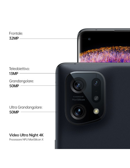 OPPO Find X5 16,6 cm (6.55") Doppia SIM Android 12 5G USB tipo-C 8 GB 256 GB 4800 mAh Nero OPPO Find X5 16,6 cm (6.55") Doppia SIM Android 12 5G USB tipo-C 8 GB 256 GB 4800 mAh Nero