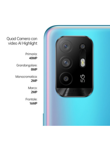 OPPO A94 5G A94 Smartphone 5G, 173g, Display 6.43" FHD+ AMOLED, 4 Fotocamere 48MP, RAM 8GB ESPANDIBILE FINO A 13GB+ROM 128GB, Ba