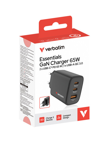 Verbatim 32352 Caricabatterie per dispositivi mobili Universale Nero AC Ricarica rapida Interno Verbatim 32352 Caricabatterie per dispositivi mobili Universale Nero AC Ricarica rapida Interno