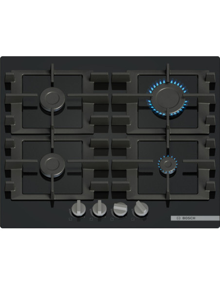 Bosch Serie 4 PNP6B6K40 , Piano cottura a gas, 60 cm, Vetro temperato, Nero