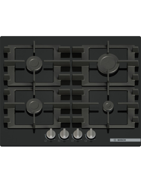 Bosch Serie 4 PNP6B6K40 , Piano cottura a gas, 60 cm, Vetro temperato, Nero