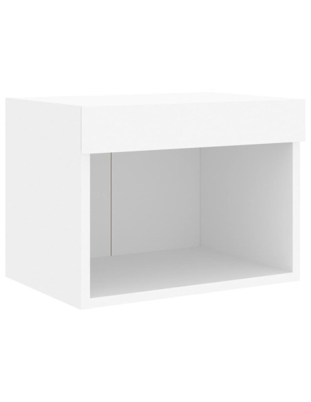 Mobili TV a Muro con LED 5pz Bianchi in Legno Multistrato