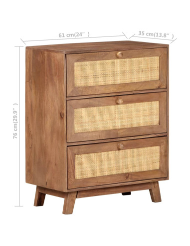 Credenza 61x35x76 cm in Legno Massello di Mango