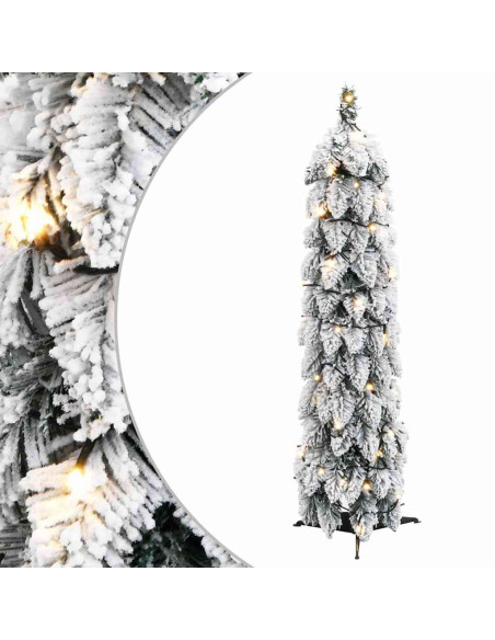 Albero di Natale Artificiale con 45 LED e Neve Floccata 90 cm