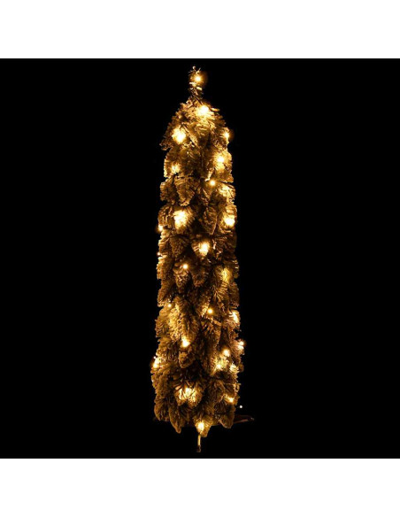Albero di Natale Artificiale con 45 LED e Neve Floccata 90 cm
