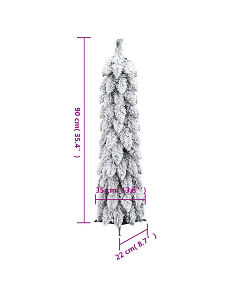 Albero di Natale Artificiale con 45 LED e Neve Floccata 90 cm