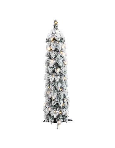 Albero di Natale Artificiale con 45 LED e Neve Floccata 90 cm