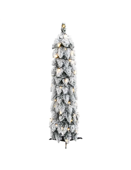 Albero di Natale Artificiale con 45 LED e Neve Floccata 90 cm