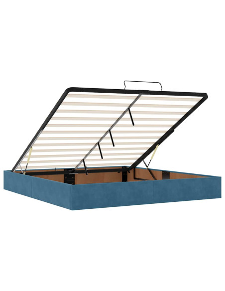 Pouf Letto con Materassi e LED Blu Scuro 200x200cm Velluto