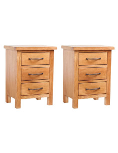 Comodini 2 pz 40x30x54 cm in Legno Massello di Rovere