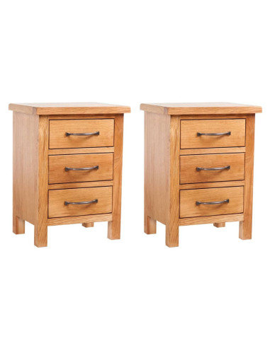 Comodini 2 pz 40x30x54 cm in Legno Massello di Rovere