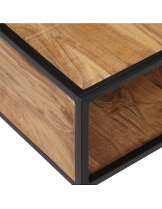 Tavolino da Salotto 70x70x32 cm in Legno Massello d'Acacia 2