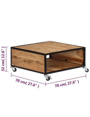 Tavolino da Salotto 70x70x32 cm in Legno Massello d'Acacia