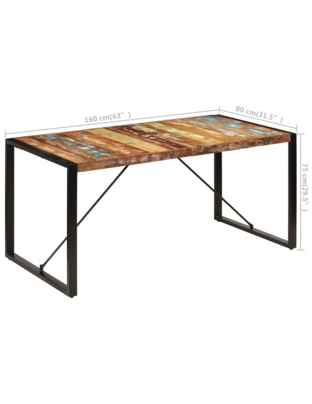 Tavolo da Pranzo 160x80x75 cm in Legno Massello di Recupero Tavolo da Pranzo 160x80x75 cm in Legno Massello di Recupero