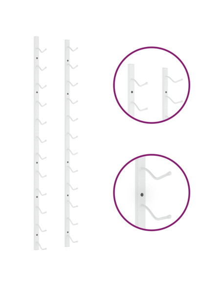 Portavini da Parete per 12 Bottiglie Bianco in Ferro