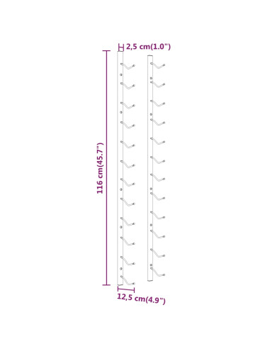Portavini da Parete per 12 Bottiglie Bianco in Ferro