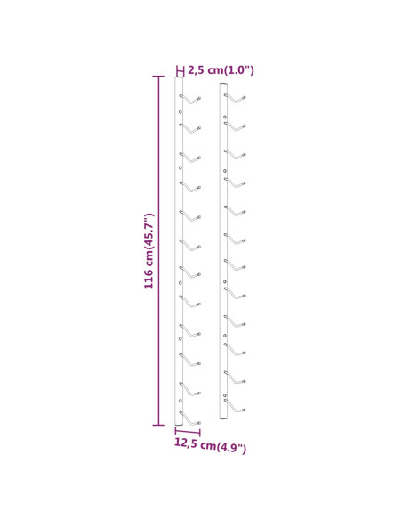 Portavini da Parete per 12 Bottiglie Bianco in Ferro