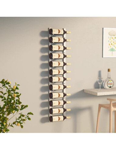 Portavini da Parete per 12 Bottiglie Bianco in Ferro