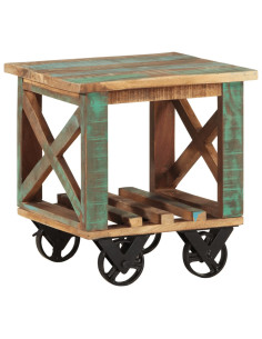 Tavolino con Ruote 40x40x42 cm in Legno Massello di Recupero