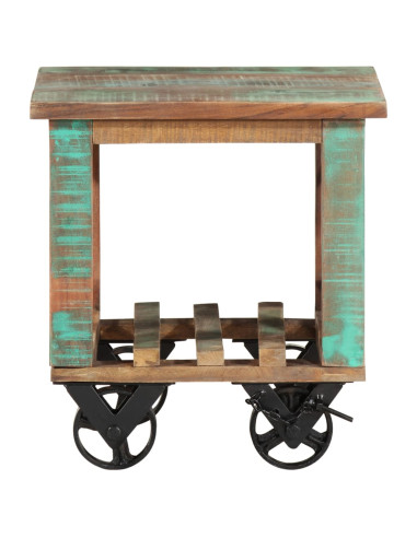 Tavolino con Ruote 40x40x42 cm in Legno Massello di Recupero