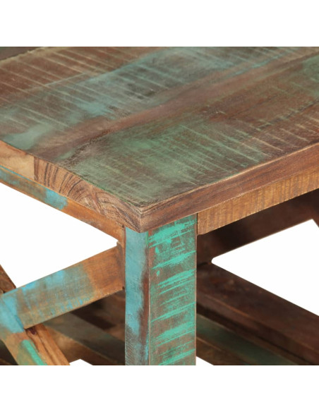 Tavolino con Ruote 40x40x42 cm in Legno Massello di Recupero Tavolino con Ruote 40x40x42 cm in Legno Massello di Recupero