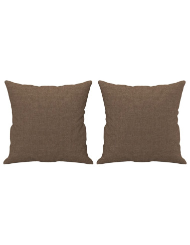 Set di Divani 4 pz con Cuscini Marrone in Tessuto