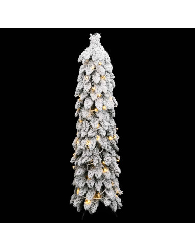 Albero di Natale Artificiale con 60 LED e Neve Floccata 120 cm