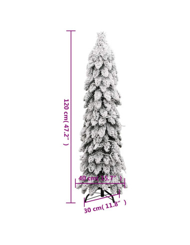 Albero di Natale Artificiale con 60 LED e Neve Floccata 120 cm