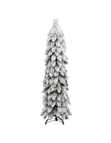 Albero di Natale Artificiale con 60 LED e Neve Floccata 120 cm