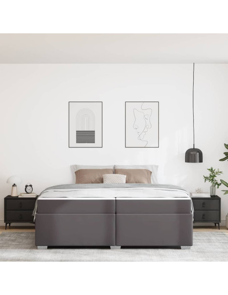 Struttura del letto Grigio 200 x 200 cm Pelle sintetica Struttura del letto Grigio 200 x 200 cm Pelle sintetica