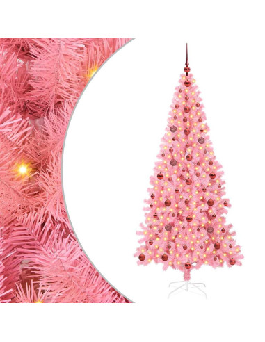 Albero di Natale con 300 LED con supporto Rosa 210 cm PVC