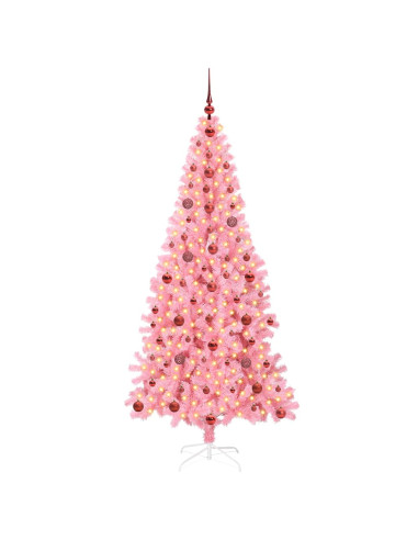 Albero di Natale con 300 LED con supporto Rosa 210 cm PVC
