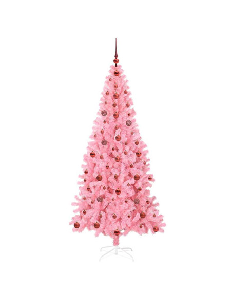 Albero di Natale con 300 LED con supporto Rosa 210 cm PVC Albero di Natale con 300 LED con supporto Rosa 210 cm PVC