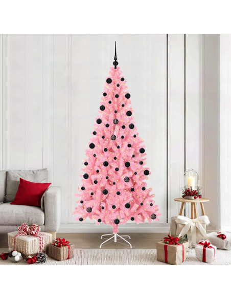 Albero di Natale con 300 LED con supporto Rosa 210 cm PVC Albero di Natale con 300 LED con supporto Rosa 210 cm PVC