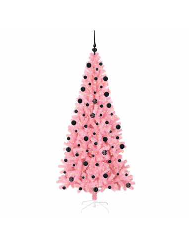 Albero di Natale con 300 LED con supporto Rosa 210 cm PVC